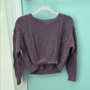 Wild Fable Purple Crew Neck Cable Knit Sweater